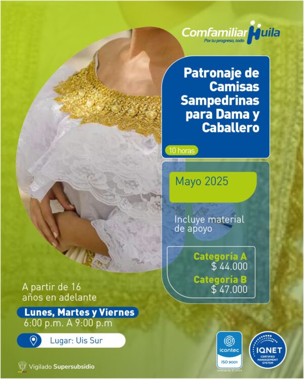 Patronaje de camisas sampedrinas para dama y caballero