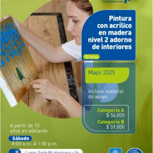 Pintura con acrílico en madera nivel 2 adorno de interiores