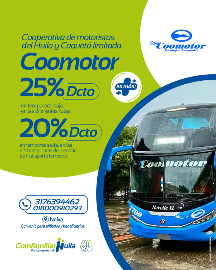 convenio comfamiliar huila y coomotor