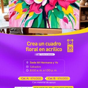 Crea un cuadro floral en acrilico
