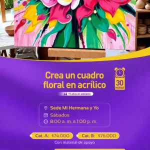 Crea un cuadro floral en acrílico